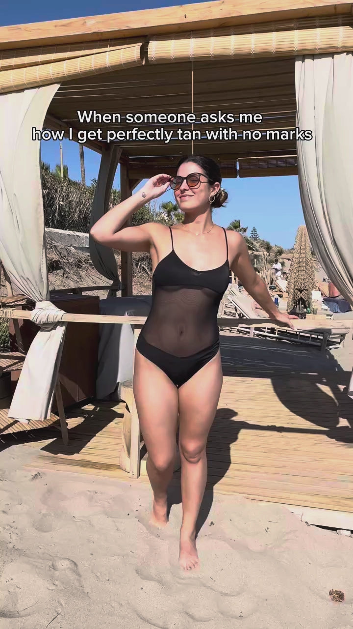Beach Sunbathing Tan through One Piece Breathable Swimsuit